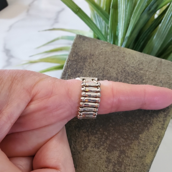 Silver Tone Adjustable Band Ring with Rhinestones 💥3 for $24💥 - Picture 10 of 14